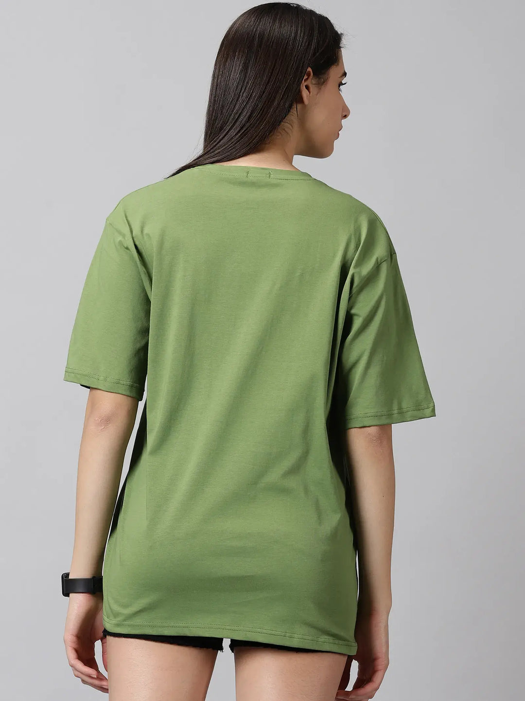 Hoop Printed Green  Women Oversized T-Shirt - Rodzen