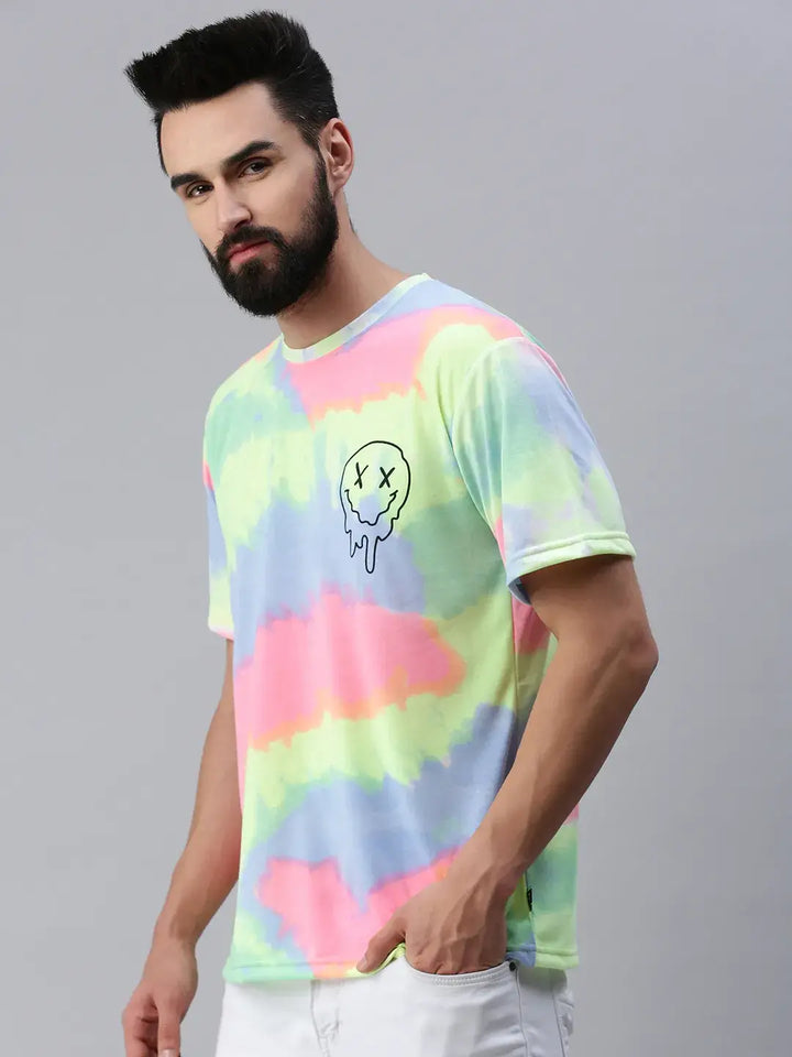 Tie Die Neon Pink Oversized T-Shirt Men.