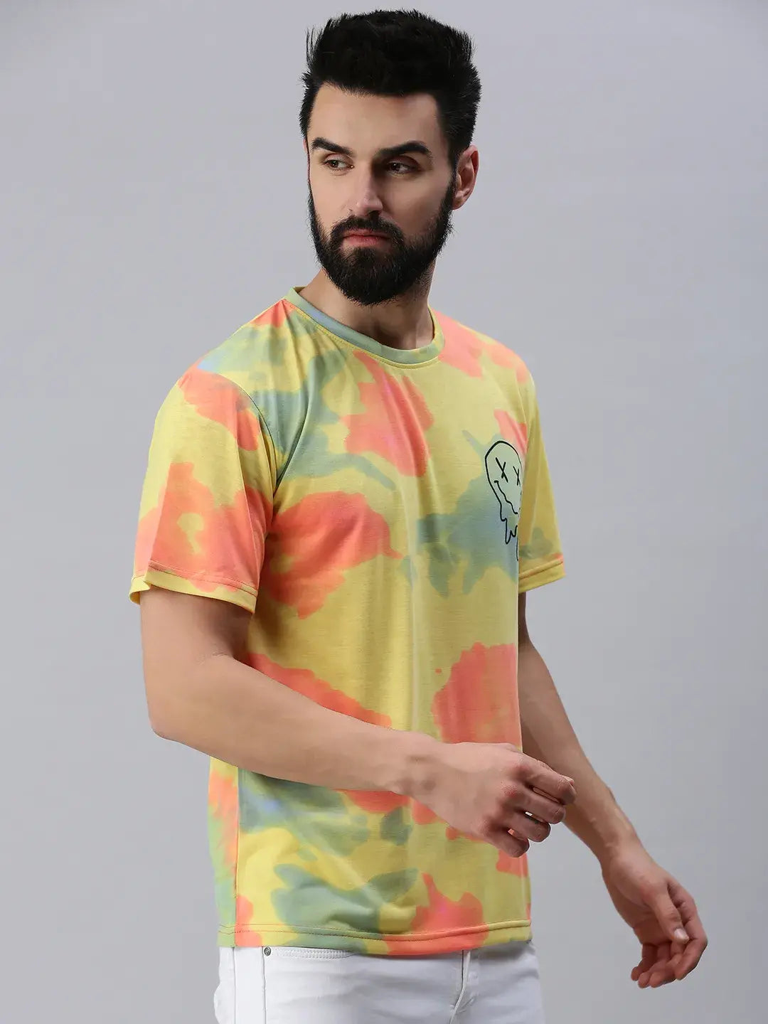 Tie Die Yellow Oversized T-Shirt Men.