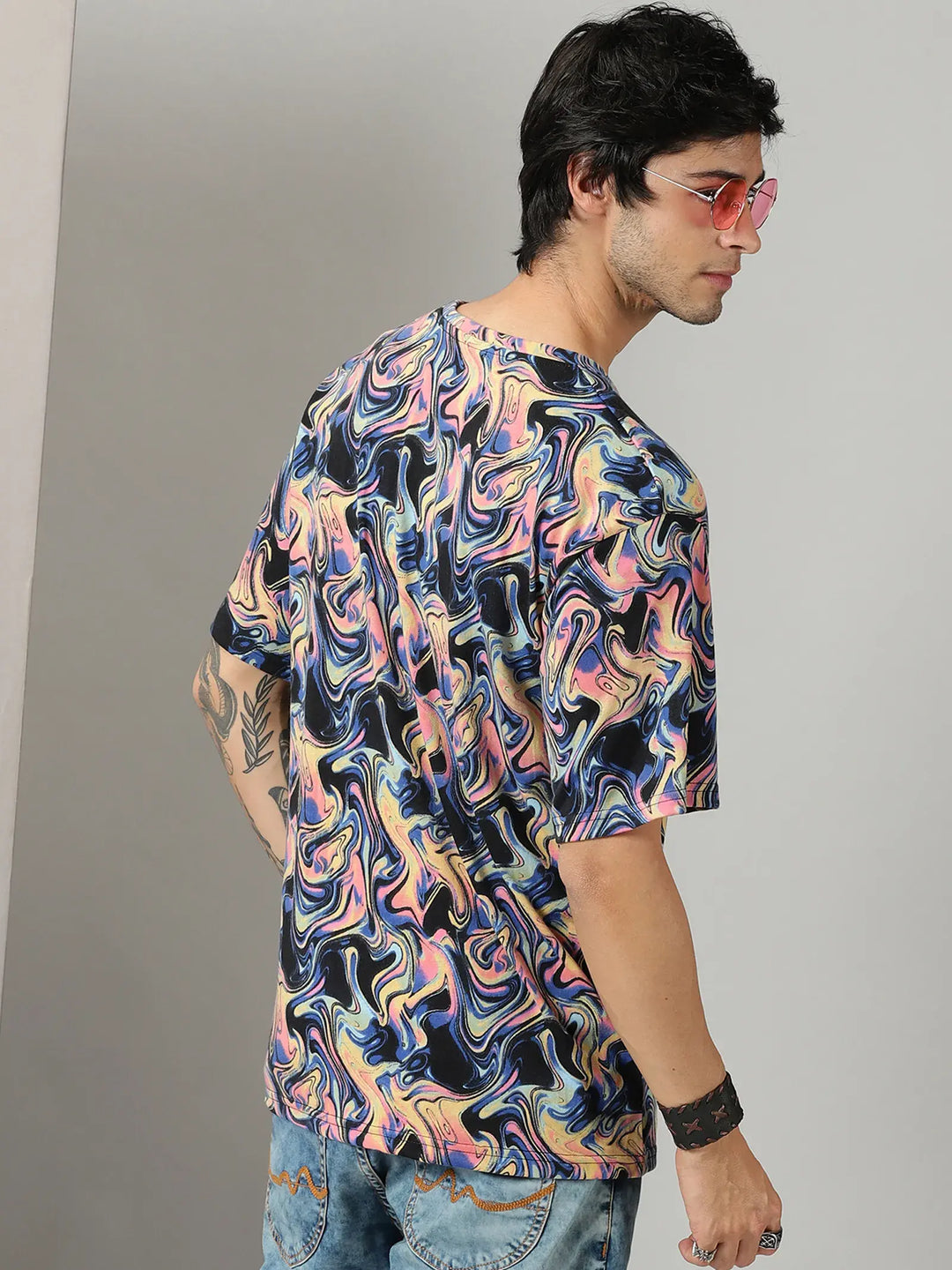 Multicolor Chemical Print Men Oversized Tshirt - Rodzen