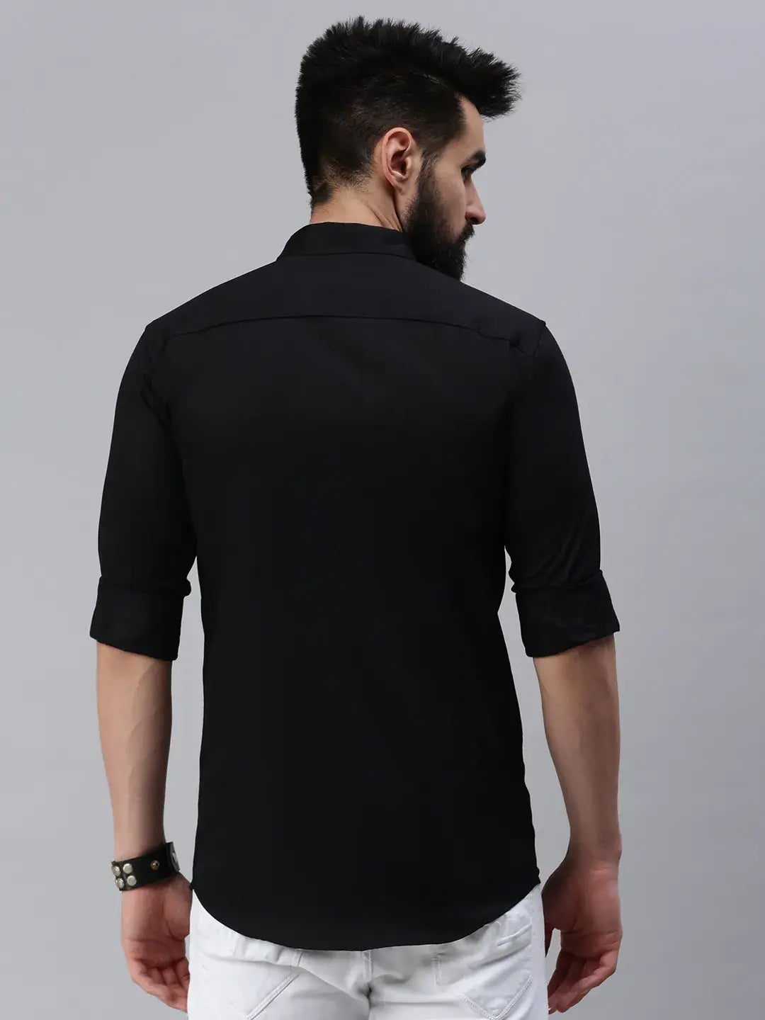 Black Plain full sleeve men's shirt - Rodzen