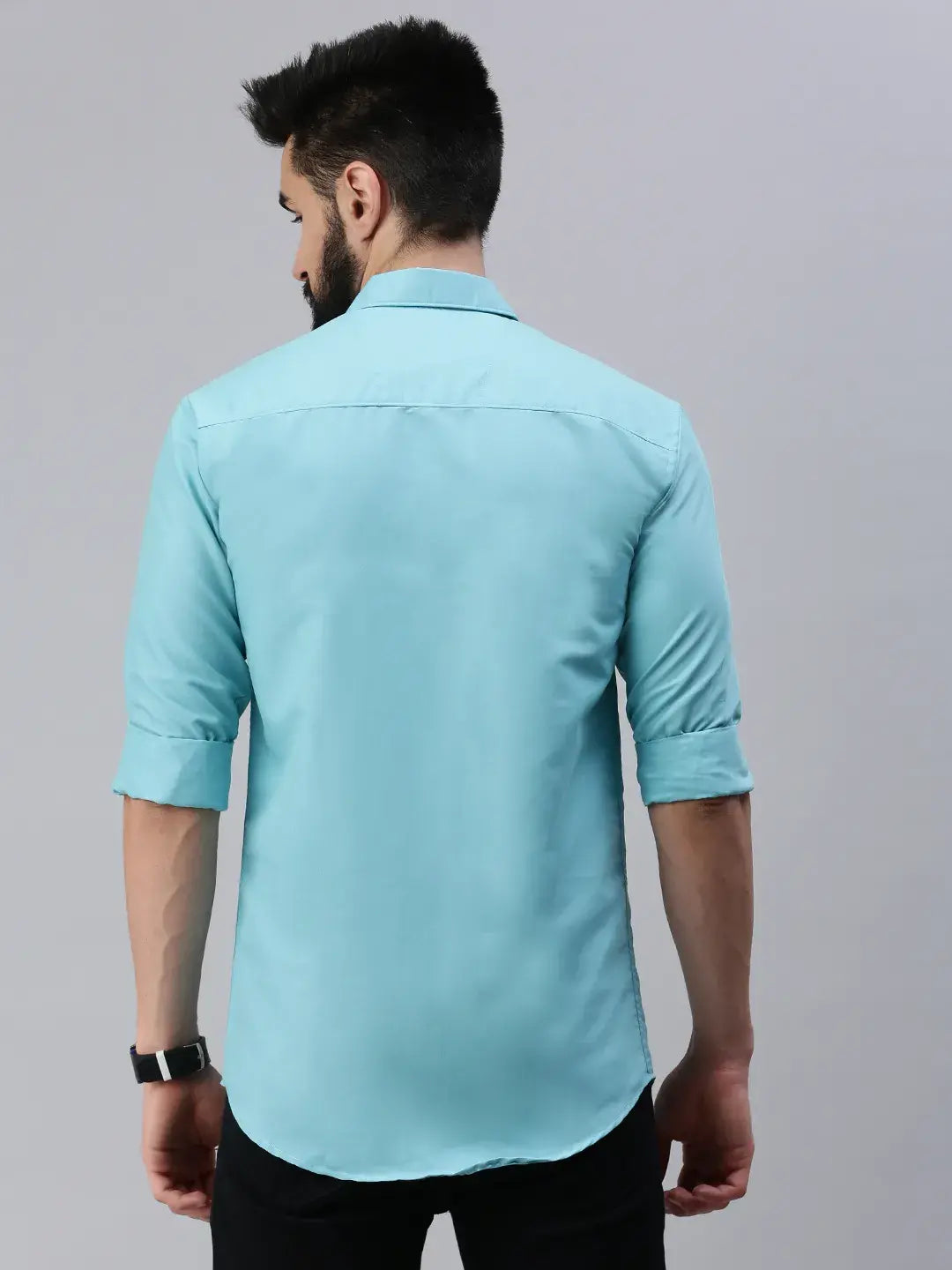 Light Blue Plain Full sleeve men's shirt - Rodzen