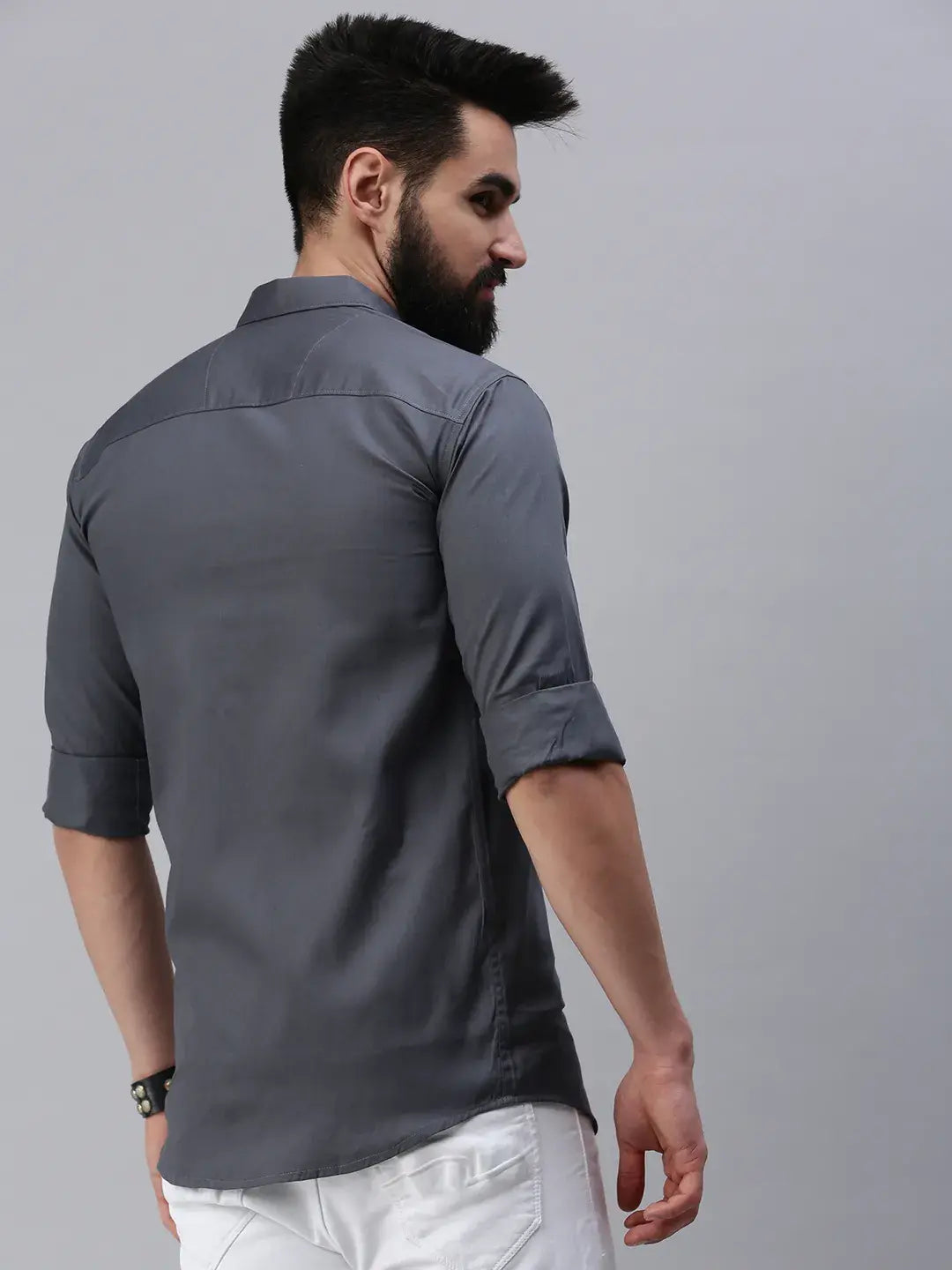 Steel Grey Plain Full sleeve men's shirt - Rodzen