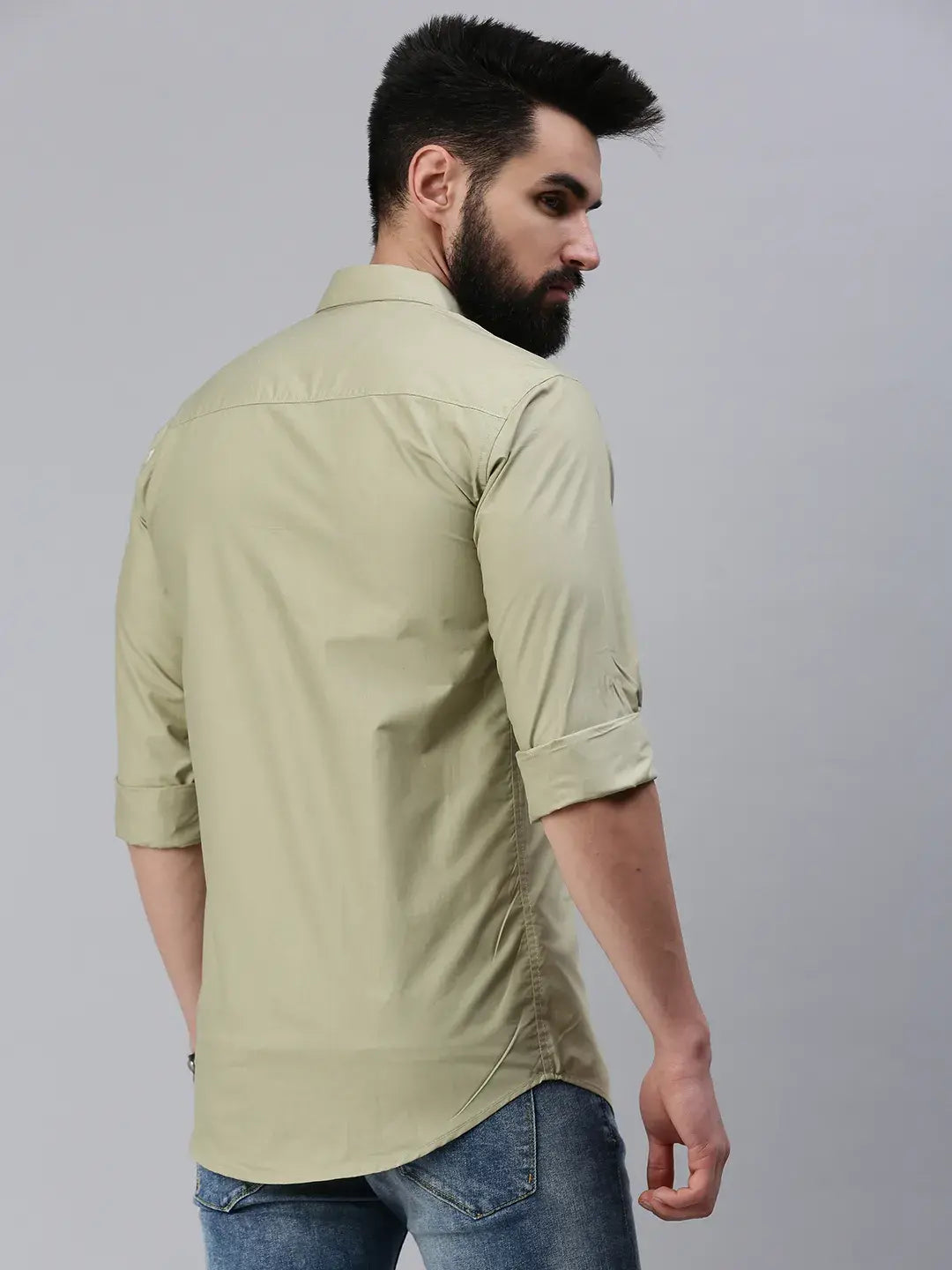Light Green Plain Full sleeve men's shirt - Rodzen