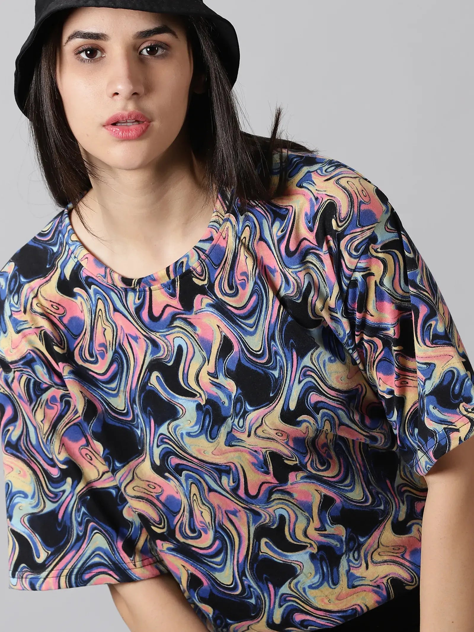 Marble Printeded  Women Oversized T-Shirt - Rodzen