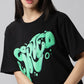 Black Sorted Printed Women Oversized T-Shirt - Rodzen