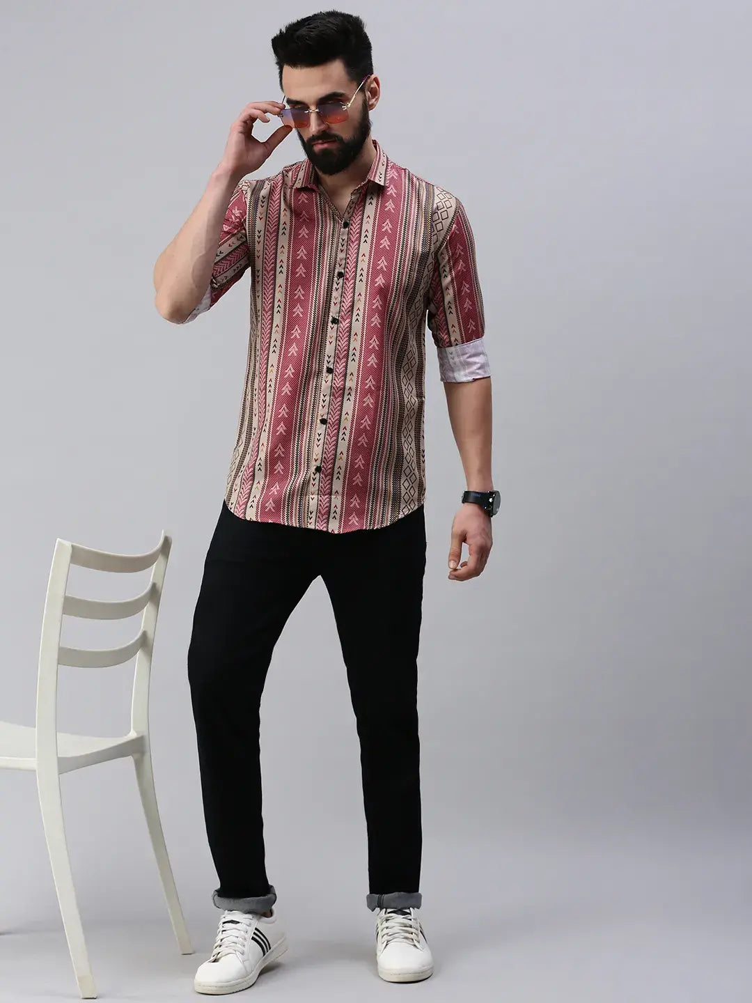 French Rose Guava Printed full sleeve men's shirt - Rodzen