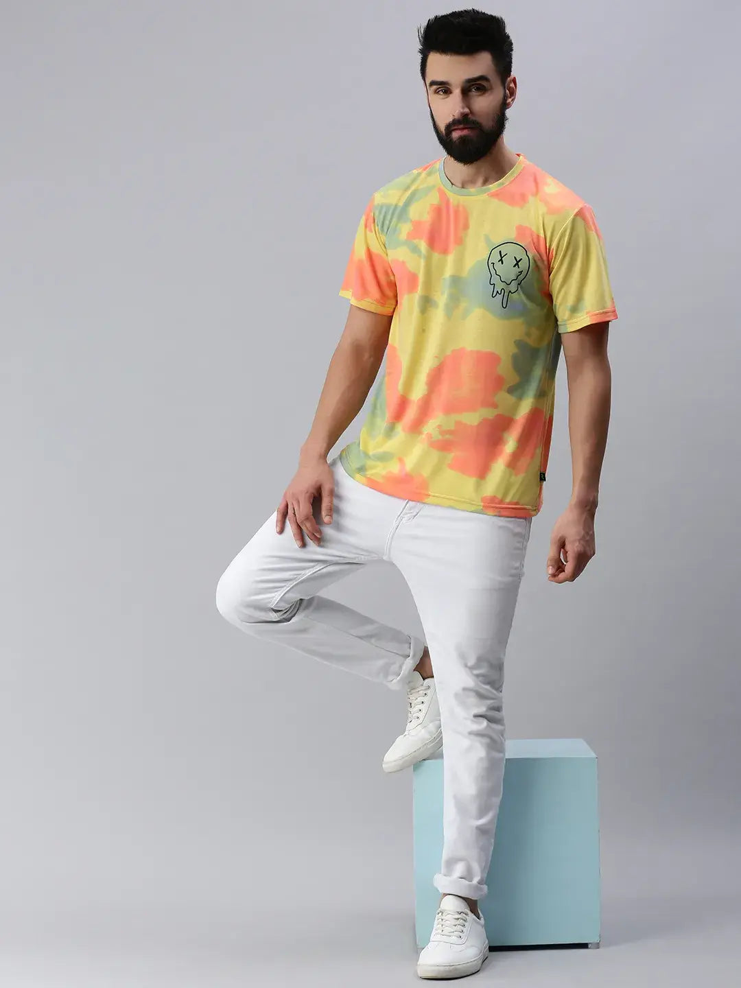 Tie Die Yellow Oversized T-Shirt Men.