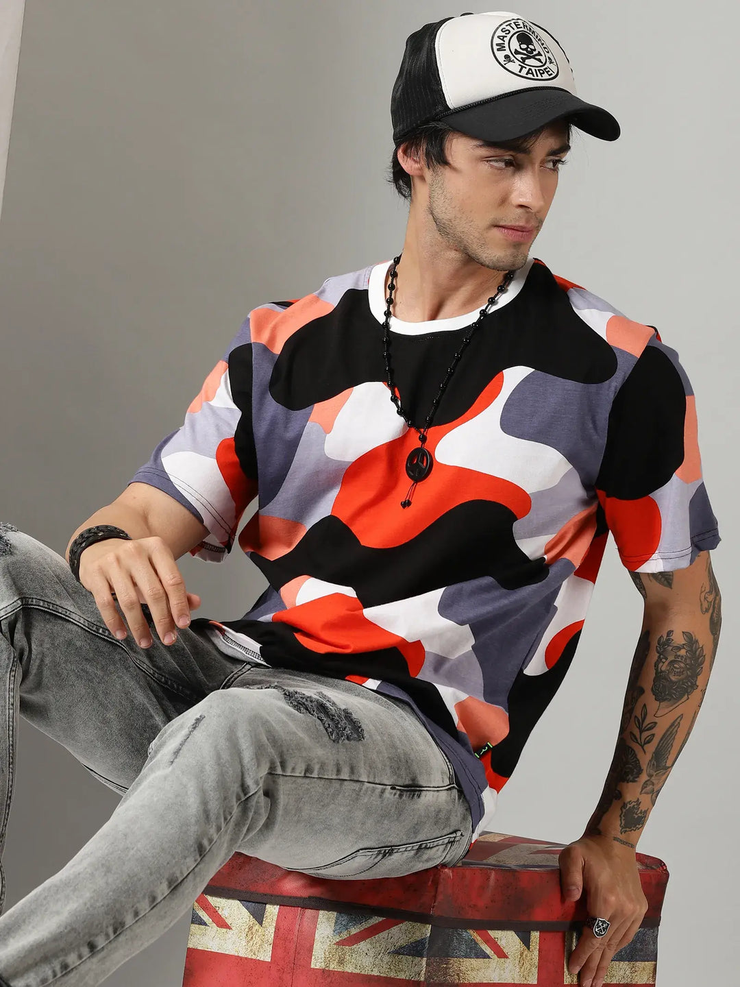 Multicolor  Men Oversized Tshirt - Rodzen