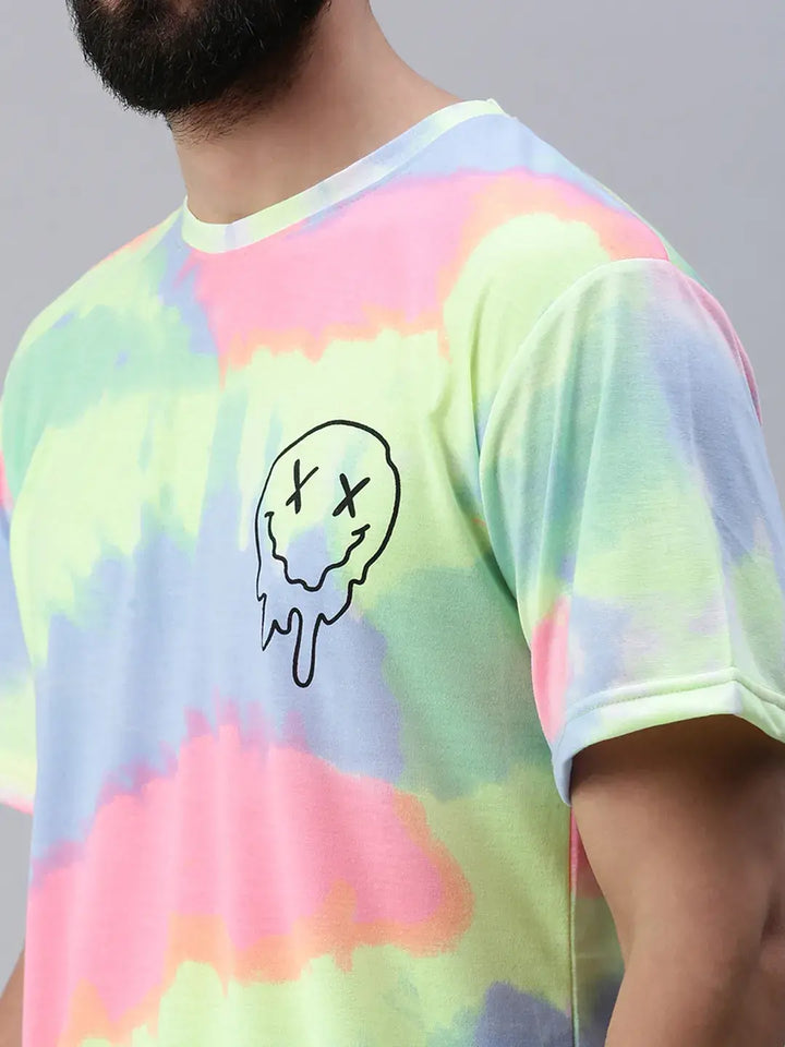 Tie Die Neon Pink Oversized T-Shirt Men.