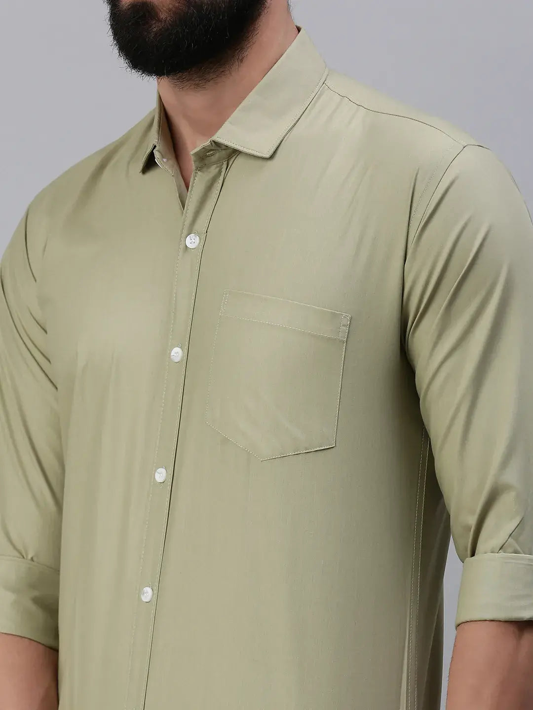 Light Green Plain Full sleeve men's shirt - Rodzen