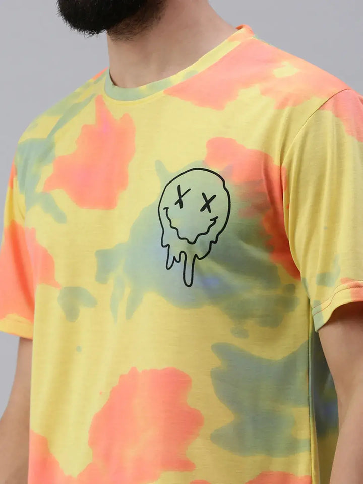 Tie Die Yellow Oversized T-Shirt Men.