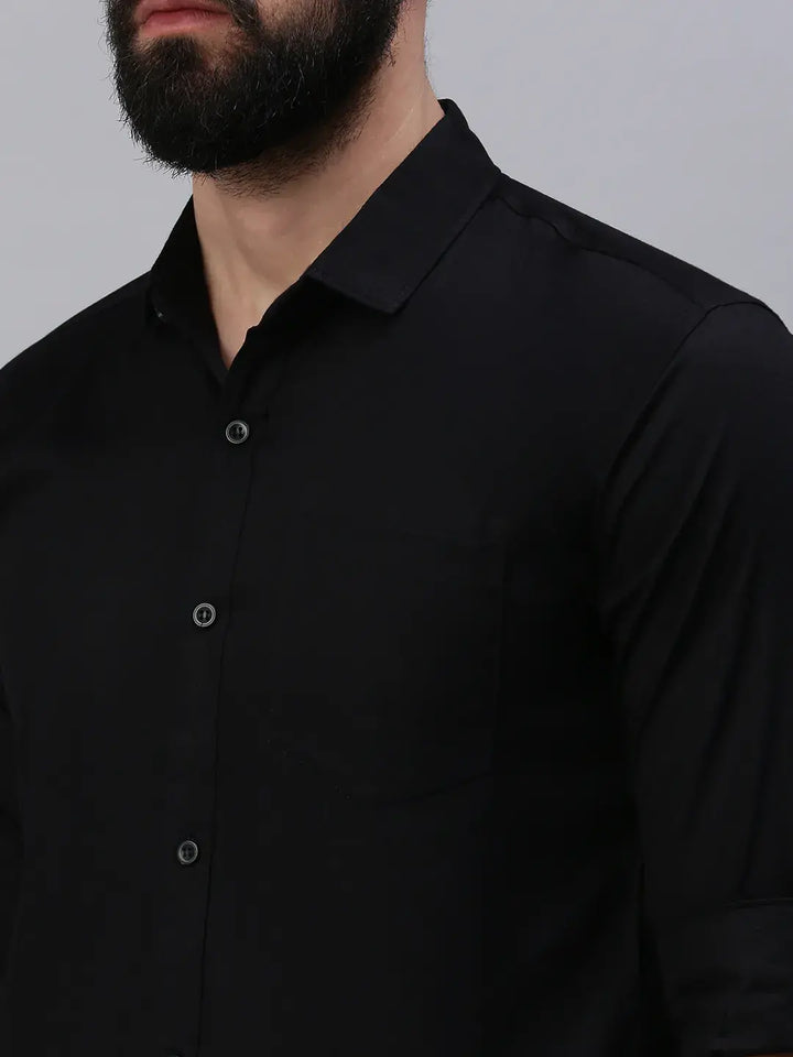 Black Plain full sleeve men's shirt - Rodzen